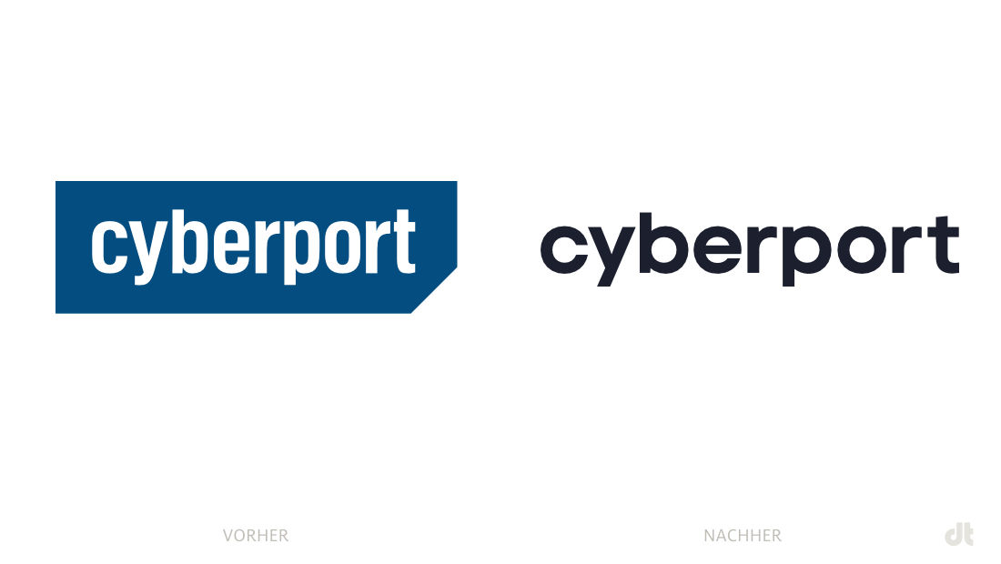 Cyberport Logo – vorher und nachher, Bildquelle: Cyberport, Bildmontage: dt