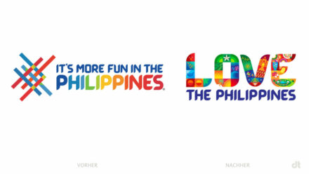 Philippines Tourism Logo – vorher und nachher, Bildquelle: Department of Tourism Philippines Bildmontage: dt