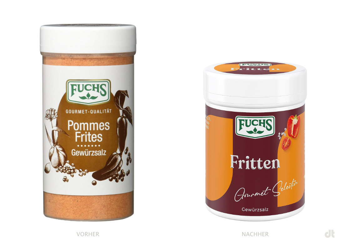 Fuchs Pommes/Fritten Gewürzsalz – vorher und nachher, Bildquelle: Fuchs, Bildmontage: dt