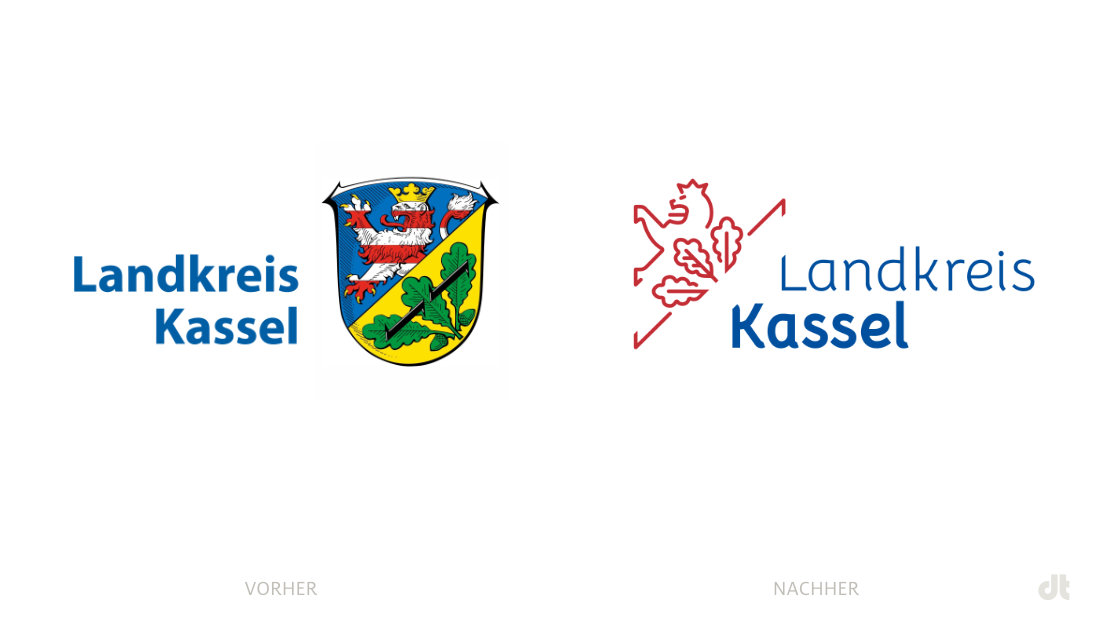 Landkreis Kassel Logo – vorher und nachher, Bildquelle: Landkreis Kassel, Bildmontage: dt
