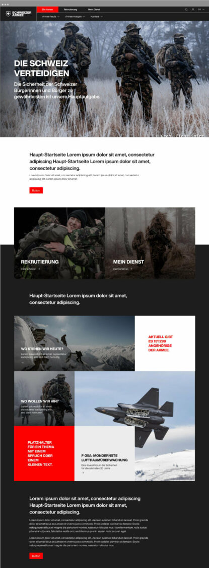 Schweizer Armee Website, Quelle: Schweizer Armee