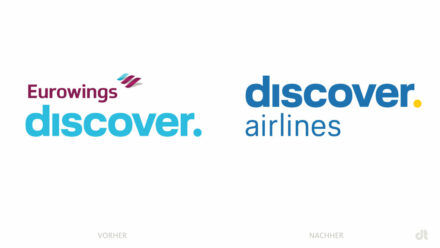 Discover Airlines Logo – vorher und nachher, Bildquelle: Discover Airlines, Bildmontage: dt