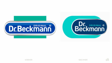 Dr. Beckmann Logo – vorher und nachher, Bildquelle: delta pronatura GmbH, Bildmontage: dt