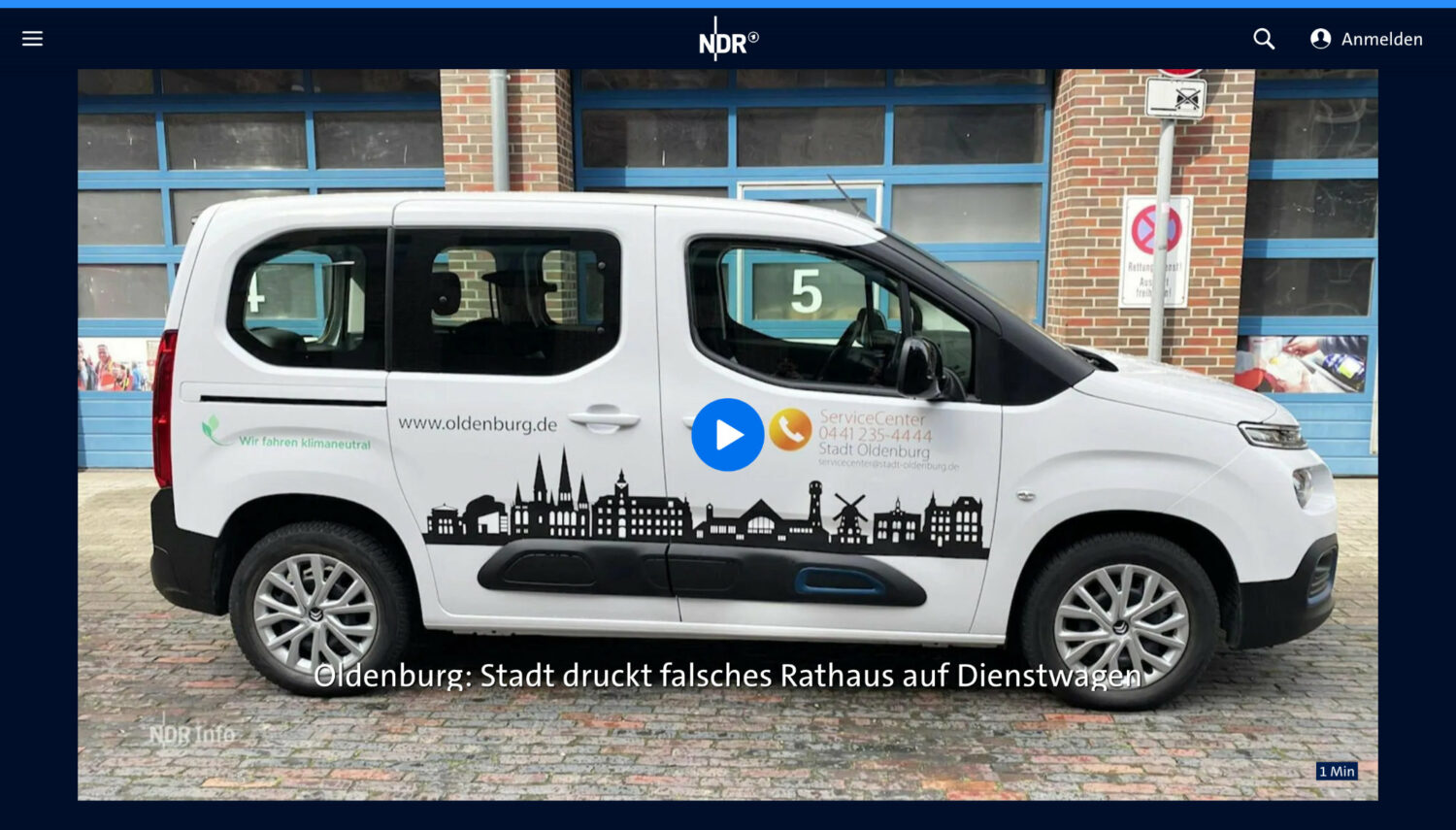 NDR-Bericht: Oldenburg Silhouette auf Fahrzeug