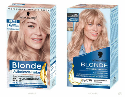 Schwarzkopf Blonde – vorher und nachher, Bildquelle: Henkel, Bildmontage: dt