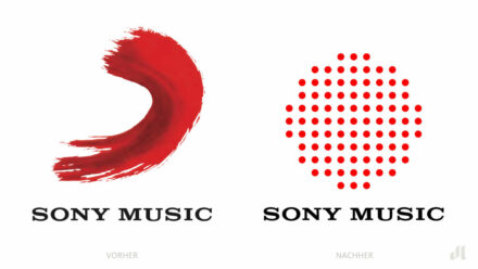 Sony Music Logo – vorher und nachher, Bildquelle: Sony Music, Bildmontage: dt