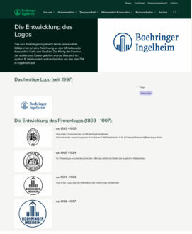Screenshot: boehringer-ingelheim.com – Die Entwicklung des Logos