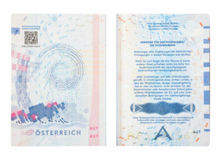 Österreichischer Reisepass (ab 2023) – Innenseite 2, Quelle: OESD