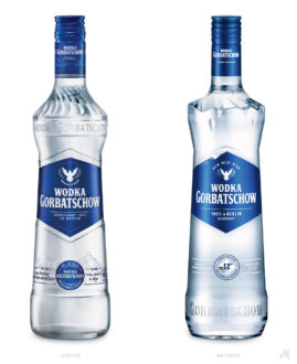 Wodka Gorbatschow Flasche Redesign – vorher und nachher, Bildquelle: Flaechenbrand, Bildmontage: dt