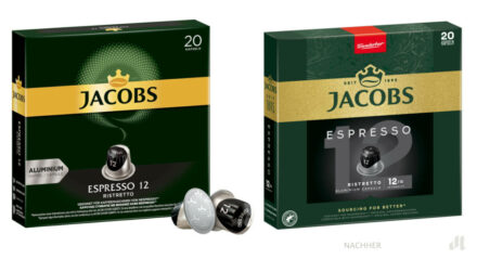 Jacobs Espresso 12 Kapseln – vorher und nachher, Bildquelle: Jacobs / JDE, Bildmontage: dt