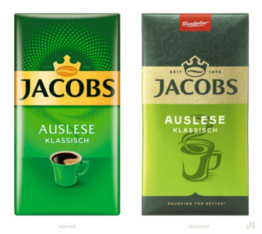 Jacobs Kaffee Auslese – vorher und nachher, Bildquelle: Jacobs / JDE, Bildmontage: dt