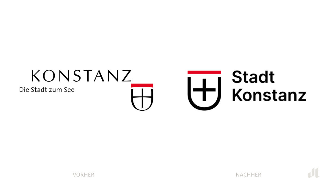 Stadt Konstanz Logo – vorher und nachher, Bildquelle: Stadtverwaltung Konstanz, Bildmontage: dt