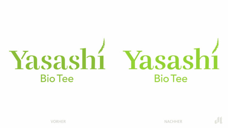 Yasashi Logo – vorher und nachher, Bildquelle: Yasashi/otg, Bildmontage: dt