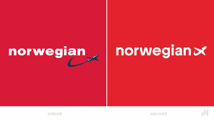 Norwegian Logo – vorher und nachher, Bildquelle: Norwegian, Bildmontage: dt