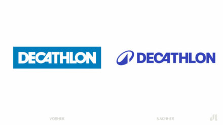 Decathlon Logo – vorher und nachher, Bildquelle: Decathlon, Bildmontage: dt