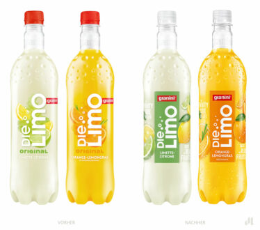 Granini Die Limo Flasche – vorher und nachher, Bildquelle: Eckes Granini, Bildmontage: dt