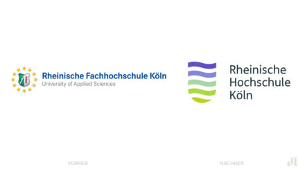 Rheinische Hochschule Köln Logo – vorher und nachher, Bildquelle: Rheinische Hochschule Köln, Bildmontage: dt