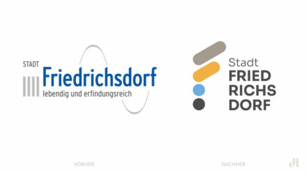Stadt Friedrichsdorf Logo – vorher und nachher, Bildquelle: Stadtverwaltung Friedrichsdorf, Bildmontage: dt