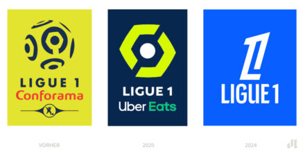 Ligue 1 Logo – vorher und nachher, Bildquelle: LFP, Bildmontage: dt