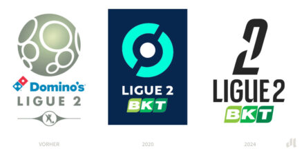 Ligue 2 Logo – vorher und nachher, Bildquelle: LFP, Bildmontage: dt