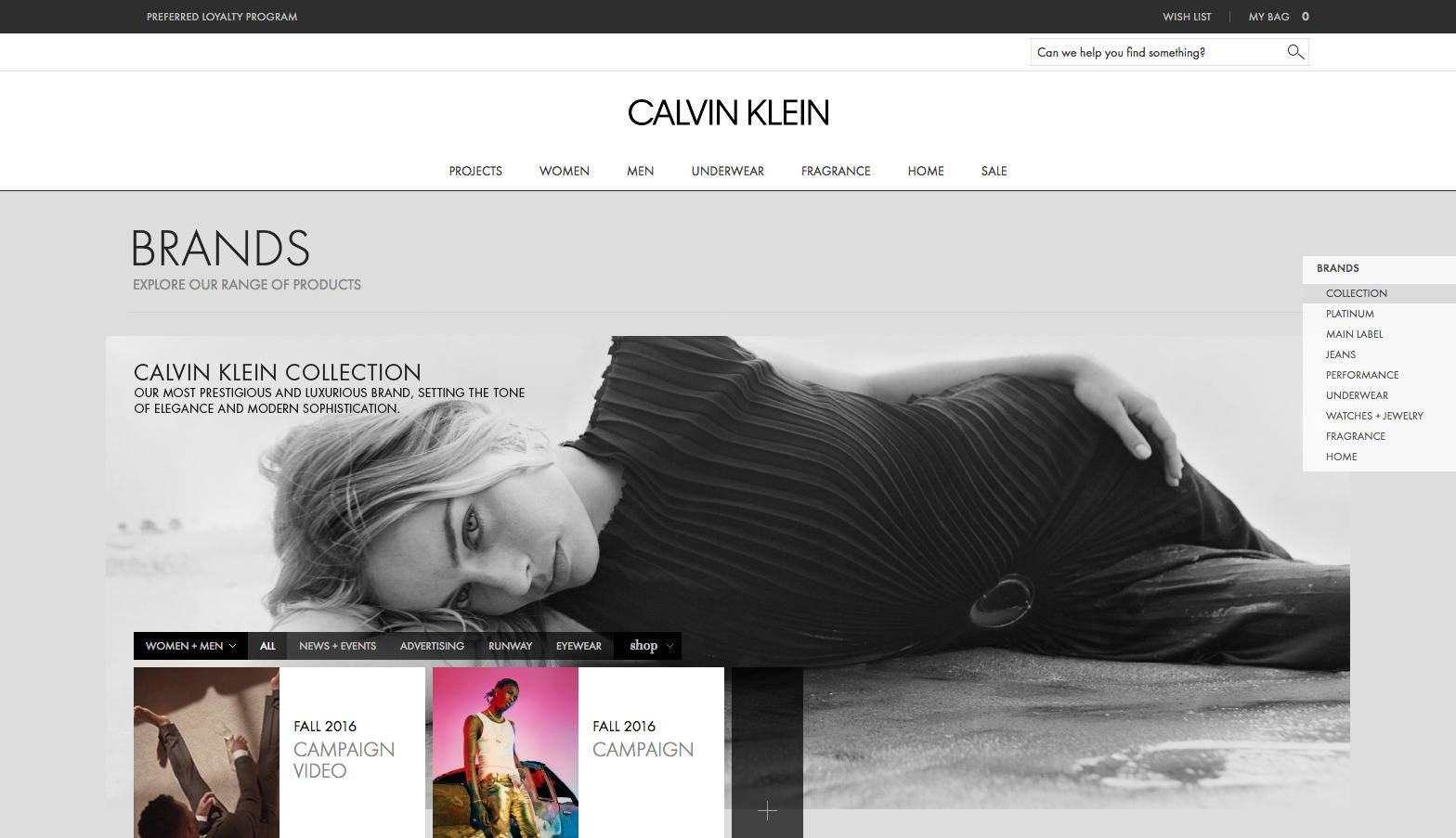 Calvin klein website